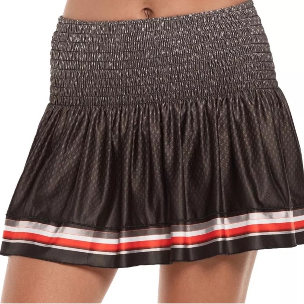 Lucky In Love Char Women Medium Hi-Low Smocked Ruched Tennis Lined Skirt